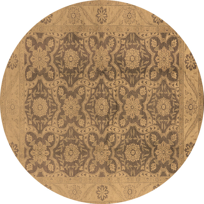 Round Oriental Brown Traditional Rug, urb779brn