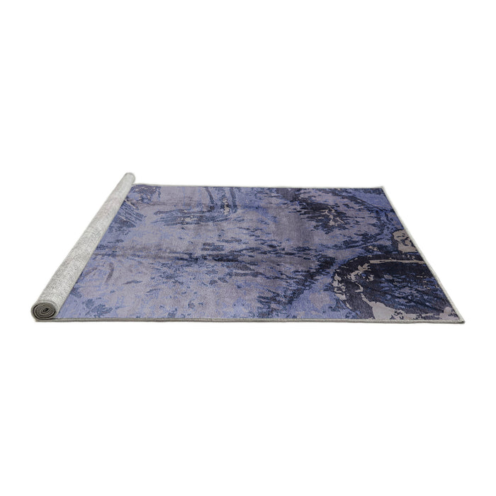 Sideview of Machine Washable Industrial Modern Blue Gray Rug, wshurb780