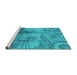 Sideview of Machine Washable Oriental Turquoise Industrial Area Rugs, wshurb780turq