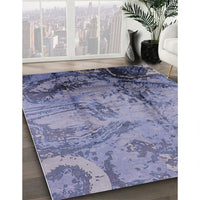 Mid-Century Modern Blue Gray Oriental Rug, urb780