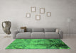 Machine Washable Oriental Green Industrial Area Rugs in a Living Room,, wshurb780grn