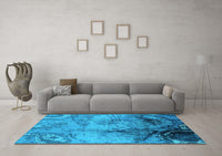 Machine Washable Oriental Light Blue Industrial Rug, wshurb780lblu