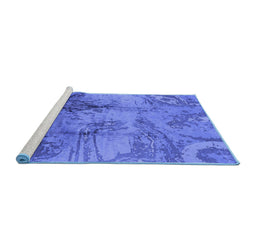 Sideview of Machine Washable Oriental Blue Industrial Rug, wshurb780blu