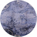 Round Mid-Century Modern Blue Gray Oriental Rug, urb780