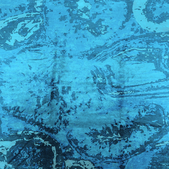 Square Machine Washable Oriental Light Blue Industrial Rug, wshurb780lblu