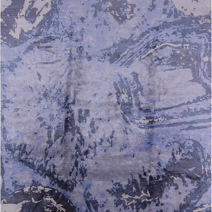 Mid-Century Modern Blue Gray Oriental Rug, urb780