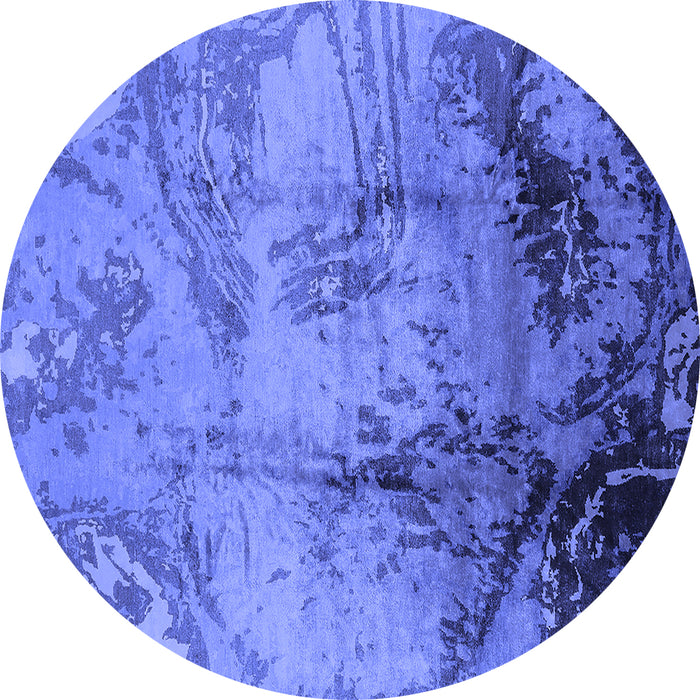 Round Oriental Blue Industrial Rug, urb780blu