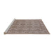 Sideview of Machine Washable Industrial Modern Dark Almond Brown Rug, wshurb781