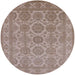 Round Machine Washable Industrial Modern Dark Almond Brown Rug, wshurb781