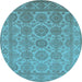 Round Oriental Light Blue Industrial Rug, urb781lblu