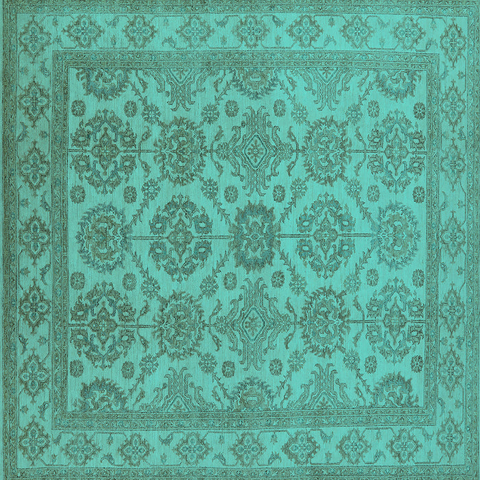 Square Machine Washable Oriental Turquoise Industrial Area Rugs, wshurb781turq