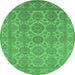 Round Oriental Emerald Green Industrial Rug, urb781emgrn