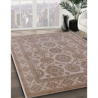 Mid-Century Modern Dark Almond Brown Oriental Rug, urb781