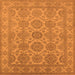 Square Machine Washable Oriental Orange Industrial Area Rugs, wshurb781org