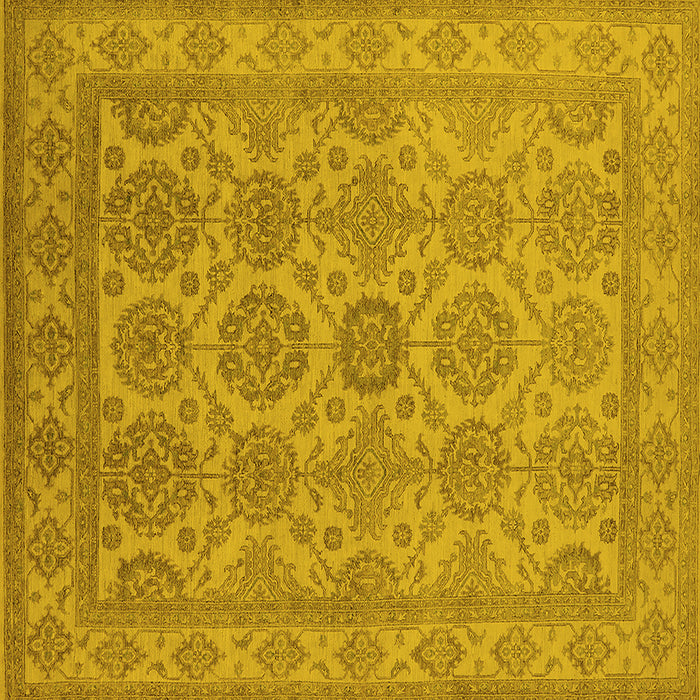 Square Machine Washable Oriental Yellow Industrial Rug, wshurb781yw