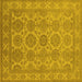 Square Machine Washable Oriental Yellow Industrial Rug, wshurb781yw