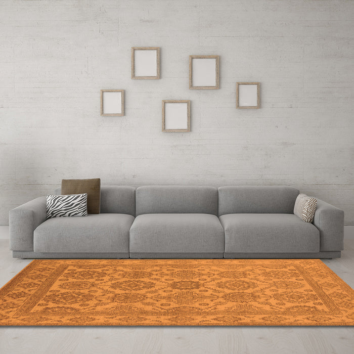 Machine Washable Oriental Orange Industrial Area Rugs in a Living Room, wshurb781org