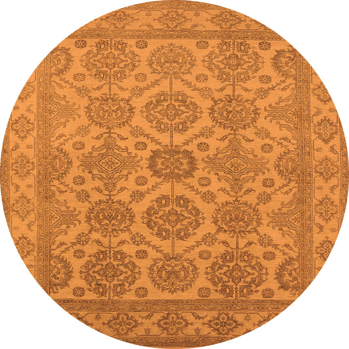 Round Oriental Orange Industrial Rug, urb781org
