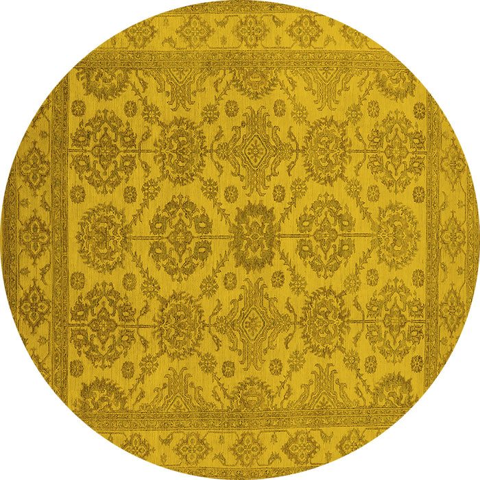 Round Oriental Yellow Industrial Rug, urb781yw