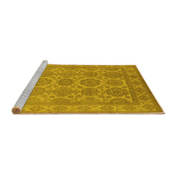 Sideview of Machine Washable Oriental Yellow Industrial Rug, wshurb781yw