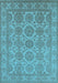 Machine Washable Oriental Light Blue Industrial Rug, wshurb781lblu