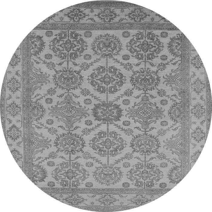 Round Machine Washable Oriental Gray Industrial Rug, wshurb781gry