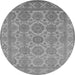 Round Machine Washable Oriental Gray Industrial Rug, wshurb781gry