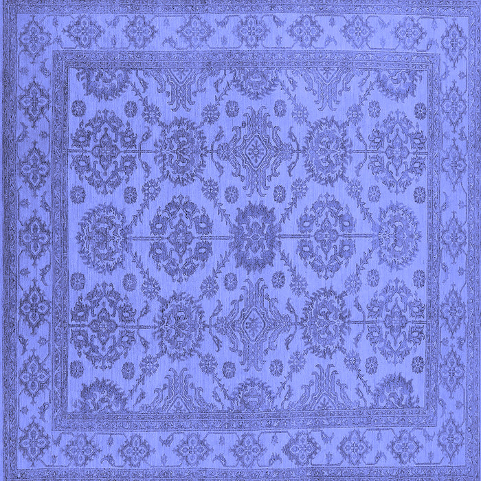 Square Machine Washable Oriental Blue Industrial Rug, wshurb781blu
