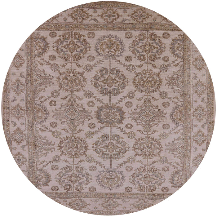 Round Mid-Century Modern Dark Almond Brown Oriental Rug, urb781