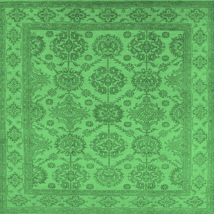 Square Machine Washable Oriental Emerald Green Industrial Area Rugs, wshurb781emgrn
