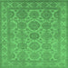 Square Machine Washable Oriental Emerald Green Industrial Area Rugs, wshurb781emgrn