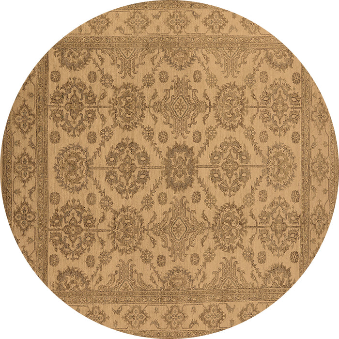 Round Oriental Brown Industrial Rug, urb781brn