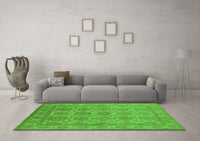 Machine Washable Oriental Green Industrial Rug, wshurb781grn