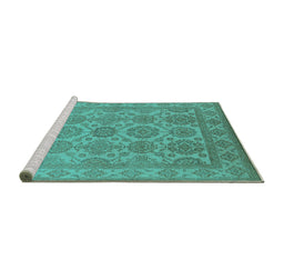 Sideview of Machine Washable Oriental Turquoise Industrial Area Rugs, wshurb781turq