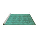 Sideview of Machine Washable Oriental Turquoise Industrial Area Rugs, wshurb781turq