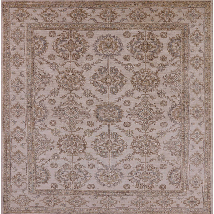 Square Mid-Century Modern Dark Almond Brown Oriental Rug, urb781