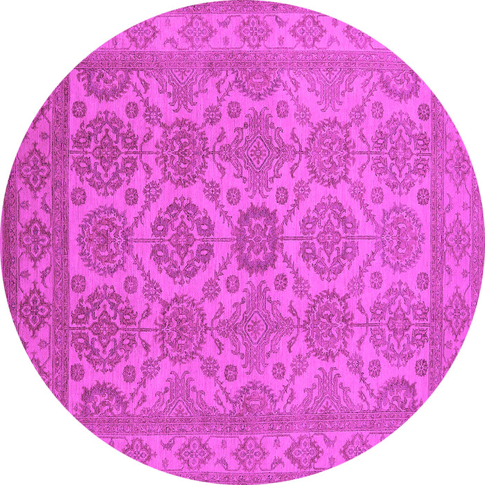 Round Machine Washable Oriental Pink Industrial Rug, wshurb781pnk