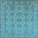 Square Machine Washable Oriental Light Blue Industrial Rug, wshurb781lblu