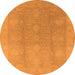 Round Oriental Orange Industrial Rug, urb782org