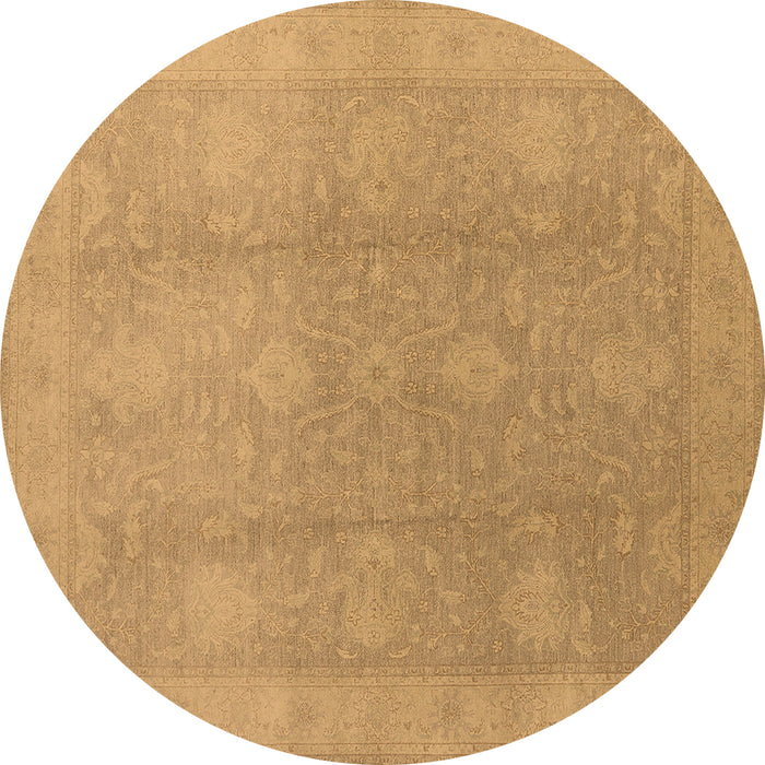 Round Machine Washable Oriental Brown Industrial Rug, wshurb782brn