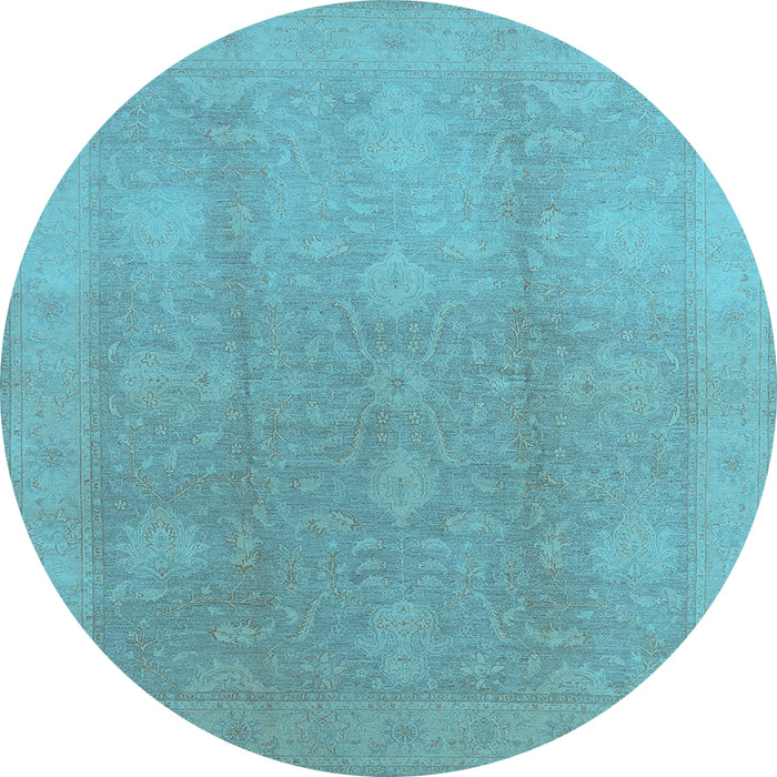 Round Oriental Light Blue Industrial Rug, urb782lblu