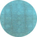 Round Oriental Light Blue Industrial Rug, urb782lblu