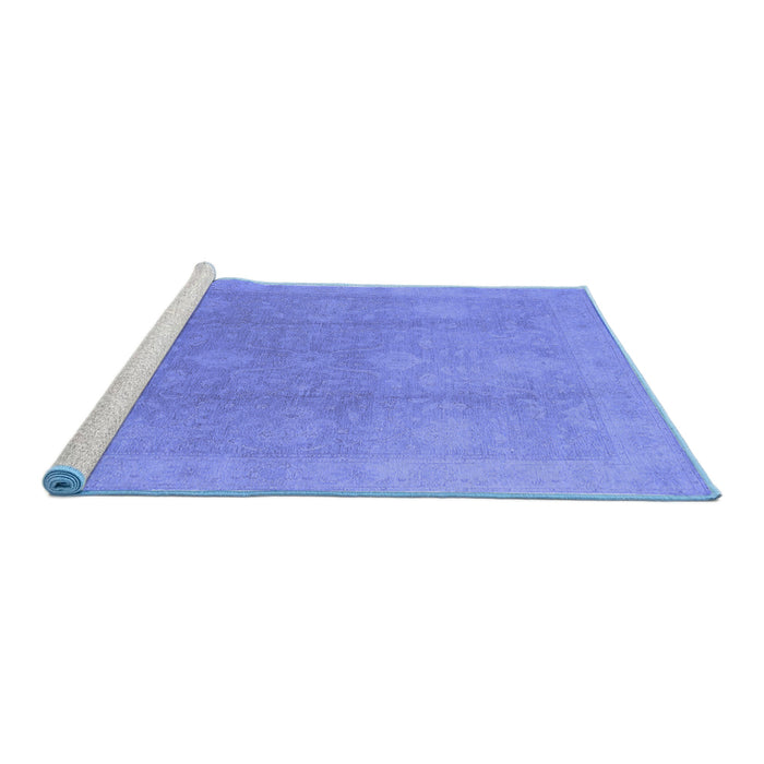 Sideview of Machine Washable Oriental Blue Industrial Rug, wshurb782blu