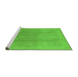 Sideview of Machine Washable Oriental Green Industrial Area Rugs, wshurb782grn