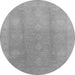 Round Machine Washable Oriental Gray Industrial Rug, wshurb782gry