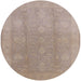 Round Machine Washable Industrial Modern Light French Beige Brown Rug, wshurb782