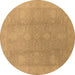 Round Oriental Brown Industrial Rug, urb782brn