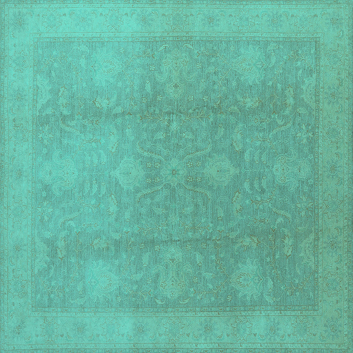 Square Oriental Turquoise Industrial Rug, urb782turq