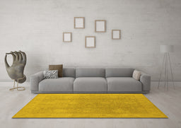 Machine Washable Oriental Yellow Industrial Rug in a Living Room, wshurb782yw