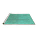 Sideview of Machine Washable Oriental Turquoise Industrial Area Rugs, wshurb782turq